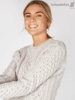 Best Sweater Shop Unisex Heavyweight Aran Sweater Silver Marl