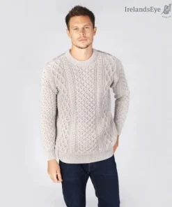 Hot Sweater Shop Unisex Heavyweight Aran Sweater - Silver Marl