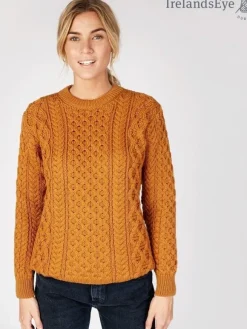 Discount Sweater Shop Unisex Heavyweight Aran Sweater Golden Ochre