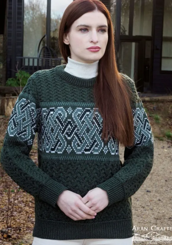 Clearance Sweater Shop Unisex Jacquard Army 100% Merino Wool