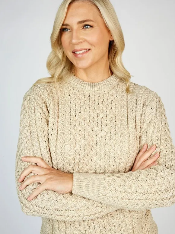 Sale Sweater Shop Unisex Merino Wool Aran Sweater - Parsnip
