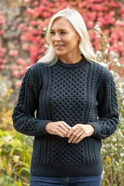 Online Sweater Shop Unisex Merino Wool Aran Sweater - Blackwatch