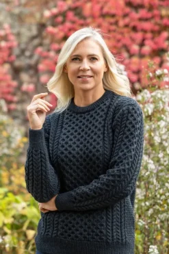 Online Sweater Shop Unisex Merino Wool Aran Sweater - Blackwatch