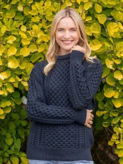Online Sweater Shop Unisex Merino Wool Aran Sweater - Blackwatch