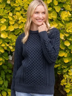 Online Sweater Shop Unisex Merino Wool Aran Sweater - Blackwatch