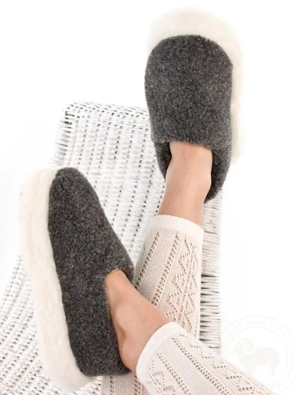New Sweater Shop Unisex Merino Wool Slippers Charcoal