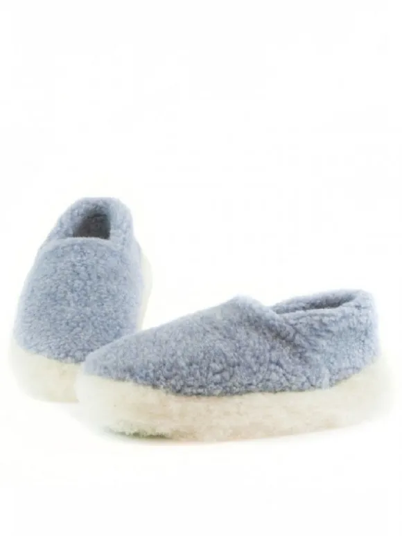 New Sweater Shop Unisex Merino Wool Slippers Light Blue