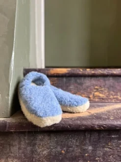 New Sweater Shop Unisex Merino Wool Slippers Light Blue