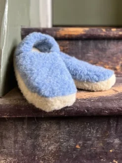 New Sweater Shop Unisex Merino Wool Slippers Light Blue