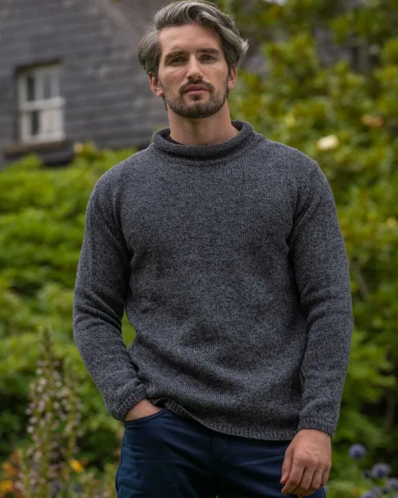 Fashion Sweater Shop Unisex Roll Neck Merino Wool Sweater Slate