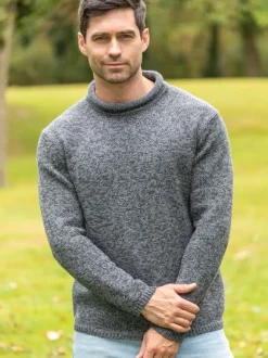 Fashion Sweater Shop Unisex Roll Neck Merino Wool Sweater Slate