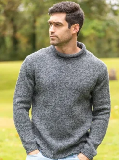 Fashion Sweater Shop Unisex Roll Neck Merino Wool Sweater Slate