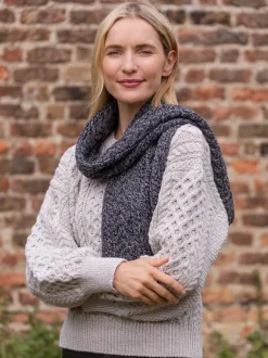 Best Sweater Shop Wool and Cashmere Aran Scarf Slate