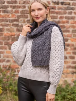 Best Sweater Shop Wool and Cashmere Aran Scarf Slate
