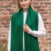 Online Sweater Shop Wool and Cashmere Aran Scarf Green