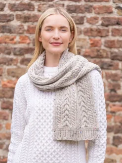 New Sweater Shop Wool and Cashmere Aran Scarf Fleck
