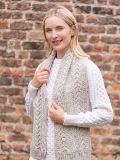 New Sweater Shop Wool and Cashmere Aran Scarf Fleck
