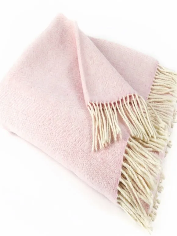 Online Sweater Shop Wool and Cashmere Baby Pink Throw Col: 1430