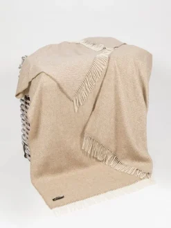 Fashion Sweater Shop Wool and Cashmere Beige Herringbone Throw Col: 1475