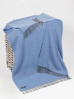 Fashion Sweater Shop Wool and Cashmere Blue Herringbone Throw Col: 1403