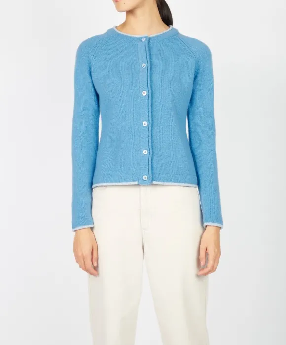 Fashion Sweater Shop Wool and Cashmere Cardigan Azure Blue