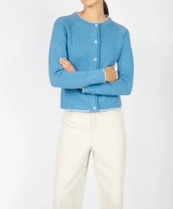 Fashion Sweater Shop Wool and Cashmere Cardigan Azure Blue