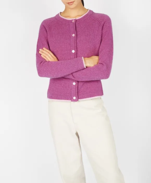Best Sweater Shop Wool and Cashmere Cardigan Pink Berry