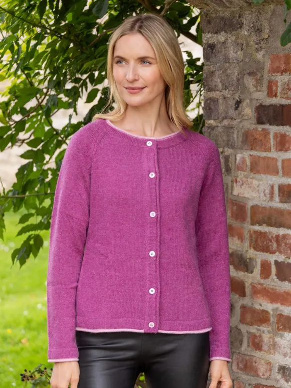Best Sweater Shop Wool and Cashmere Cardigan Pink Berry