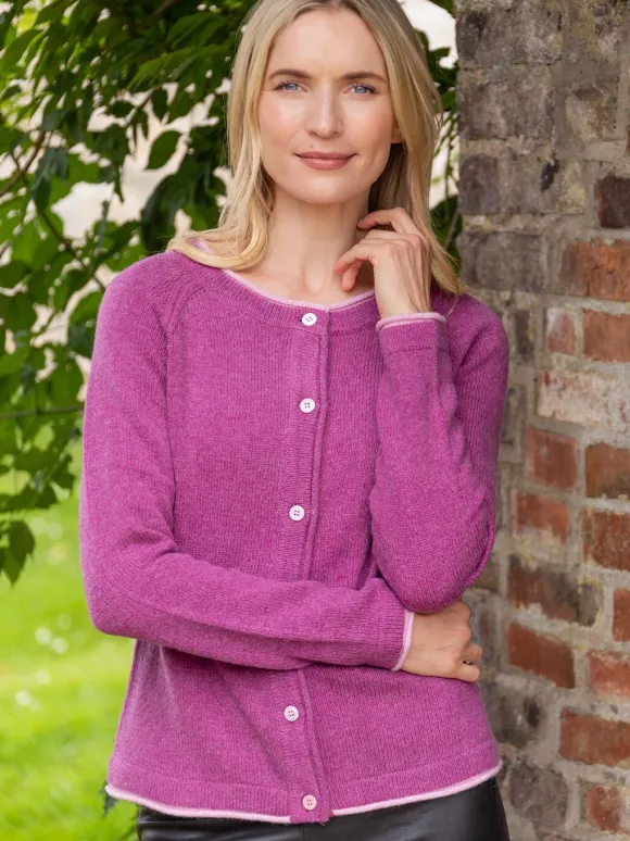 Best Sweater Shop Wool and Cashmere Cardigan Pink Berry