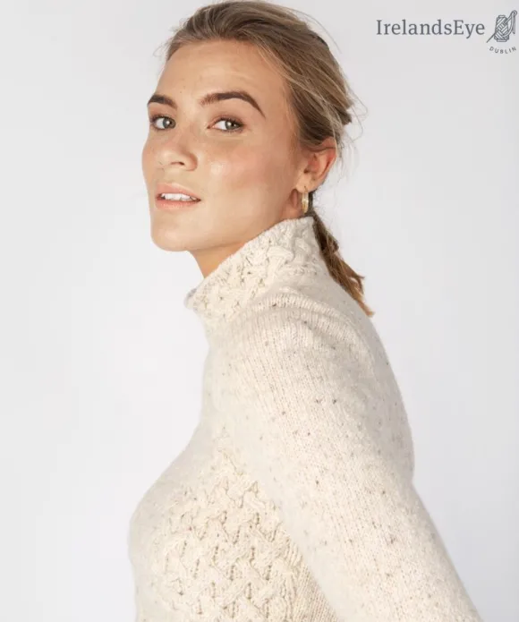 Clearance Sweater Shop Wool and Cashmere Cosy Trellis Sweater - Chalk