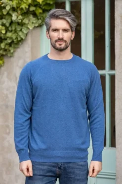 Sale Sweater Shop Wool and Cashmere Crew Neck Denim