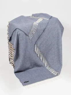 Clearance Sweater Shop Wool and Cashmere Dusty Blue Herringbone Col:1476