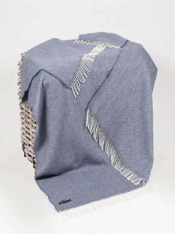 Clearance Sweater Shop Wool and Cashmere Dusty Blue Herringbone Col:1476
