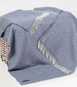 Clearance Sweater Shop Wool and Cashmere Dusty Blue Herringbone Col:1476