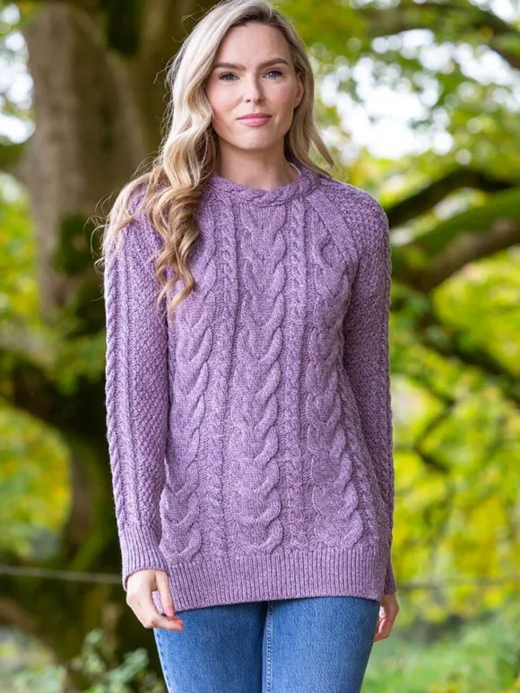 Clearance Sweater Shop Wool and Cashmere Fitted Crew Lavender