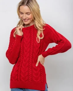 Best Sweater Shop Wool and Cashmere Fitted Sweater - Red