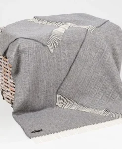 Best Sweater Shop Wool and Cashmere Grey Herringbone Throw Col: 1474