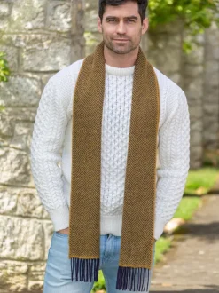 Outlet Sweater Shop Wool and Cashmere Herringbone Scarf - 2444