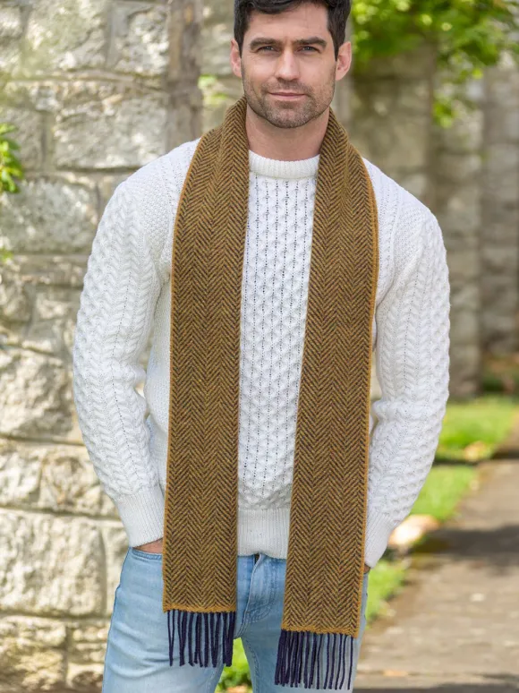 Outlet Sweater Shop Wool and Cashmere Herringbone Scarf - 2444