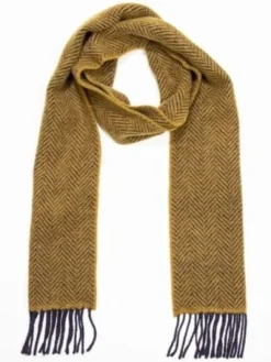 Clearance Sweater Shop Wool and Cashmere Herringbone Scarf Mustard - 2444