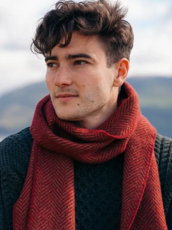 Discount Sweater Shop Wool and Cashmere Herringbone Scarf - 2413