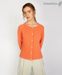 Clearance Sweater Shop Wool and Cashmere Killiney Cardigan Coral