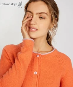 Clearance Sweater Shop Wool and Cashmere Killiney Cardigan Coral