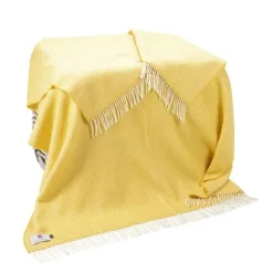 Sale Sweater Shop Wool and Cashmere Lemon Herringbone Throw Col: 1424