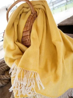 Sale Sweater Shop Wool and Cashmere Lemon Herringbone Throw Col: 1424