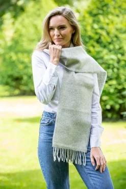 Outlet Sweater Shop Wool and Cashmere light grey Herringbone Scarf 2422
