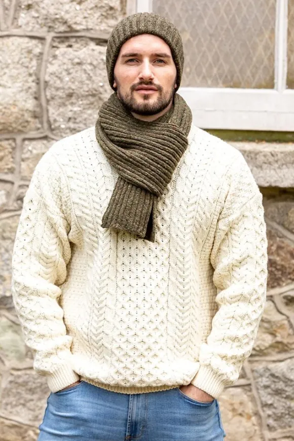Sale Sweater Shop Wool and Cashmere Luxe ribbed scarf - forest green