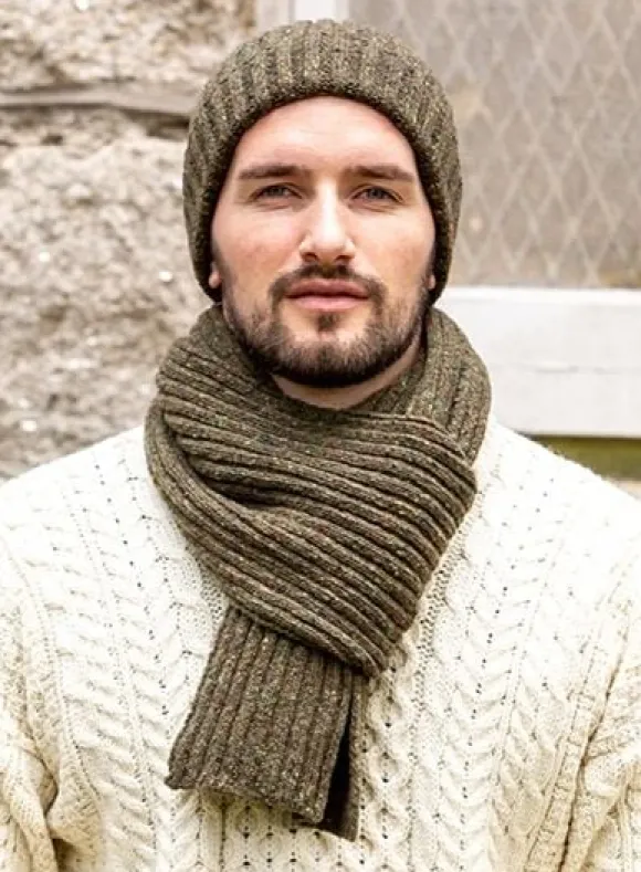 Sale Sweater Shop Wool and Cashmere Luxe ribbed scarf - forest green