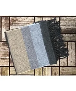 Fashion Sweater Shop Wool Cashmere Scarf Made in Ireland - Blue/Grey/Beige Mix 8003